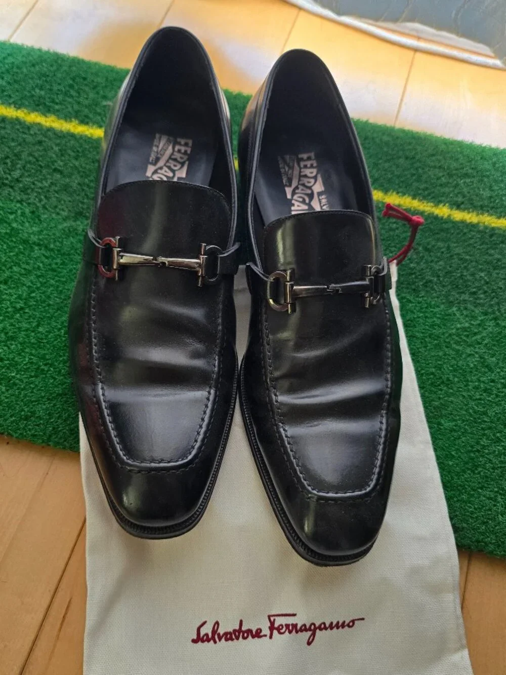 Salvatore Ferragamo Black Leather Gancini Bit Loafers Dress Shoes Men’s Sz 8 EE